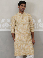 Designer Silk Blend Kurta for Men ( KO 5309 Golden ) [FF] [A-1-4]