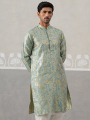Designer Silk Blend Kurta for Men ( KO 5309 Sea-Green ) [FF] [A-1-4]