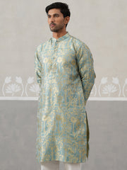 Designer Silk Blend Kurta for Men ( KO 5309 Sea-Green ) [FF] [A-1-4]