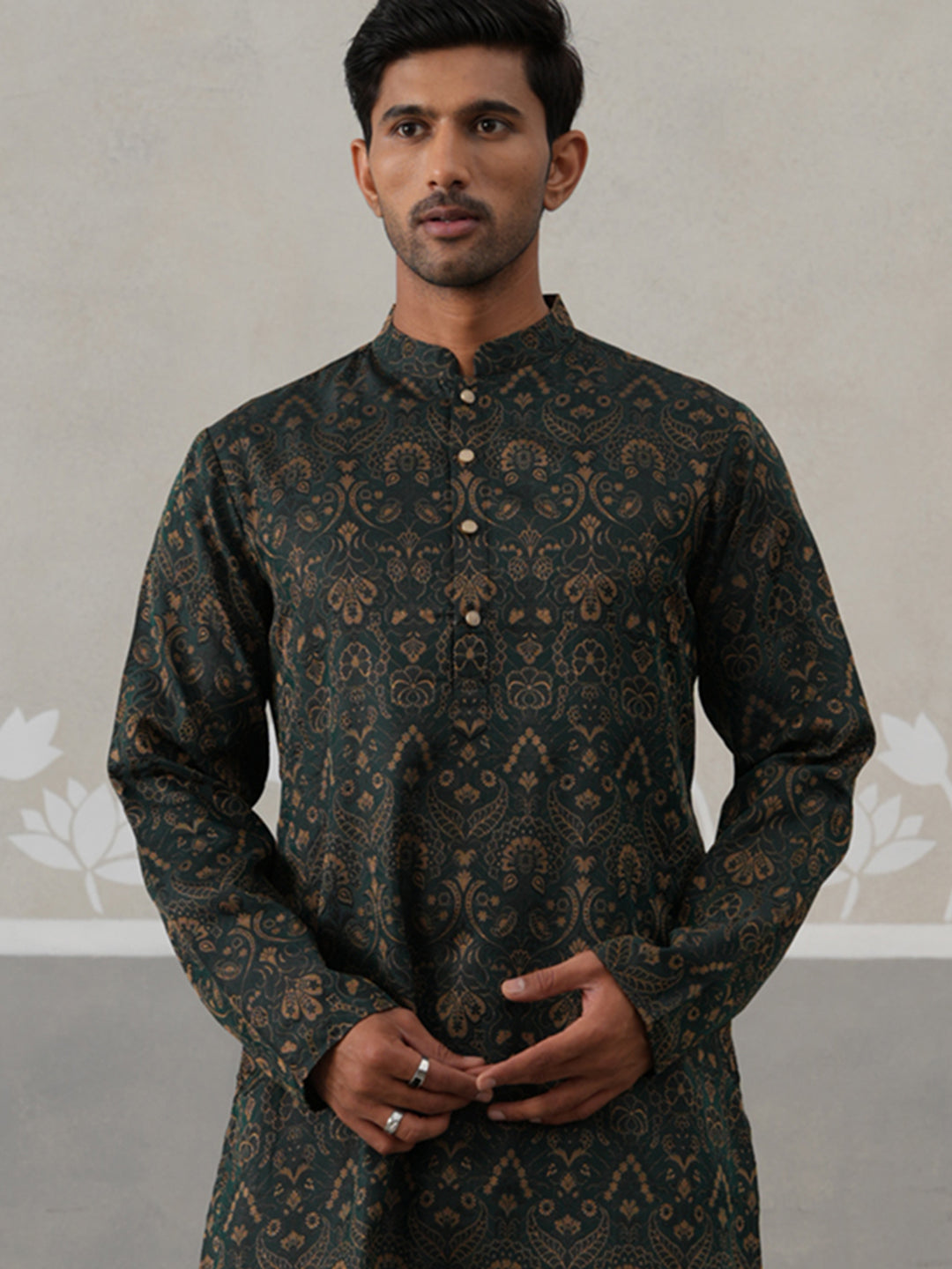 DesiQlo Men Woven Design Kurta Only - Green - KO_5311Olive_S