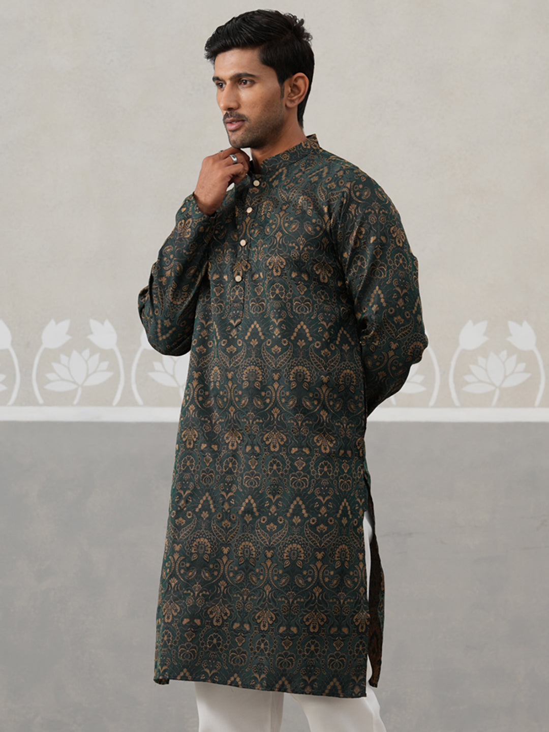 DesiQlo Men Woven Design Kurta Only - Green - KO_5311Olive_S