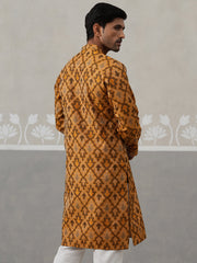 Silk Blend Woven Design Kurta ( KO 5312 Mustard ) [FF] [A-1-4]