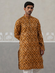 Silk Blend Woven Design Kurta ( KO 5312 Mustard ) [FF] [A-1-4]