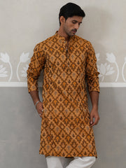 Silk Blend Woven Design Kurta ( KO 5312 Mustard ) [FF] [A-1-4]