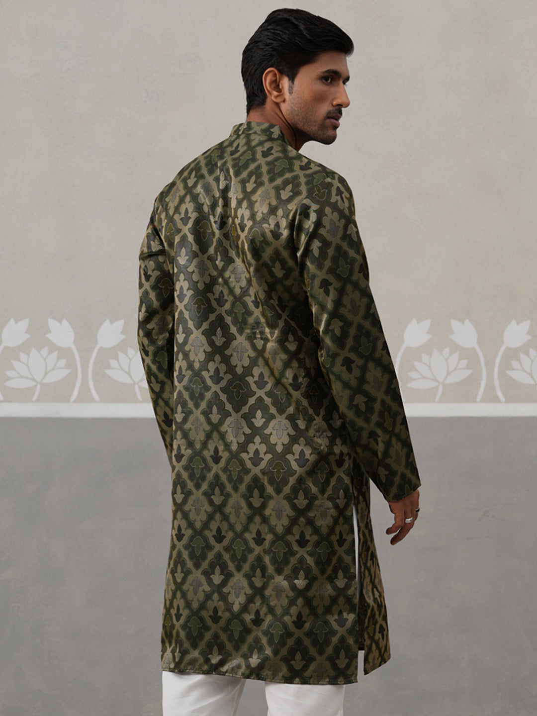 DesiQlo Men Woven Design Kurta Only - Green - KO_5312Olive_S