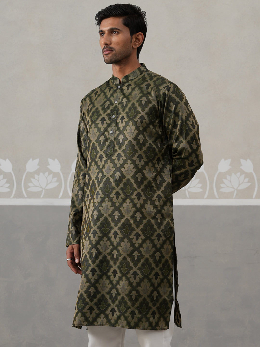 DesiQlo Men Woven Design Kurta Only - Green - KO_5312Olive_S