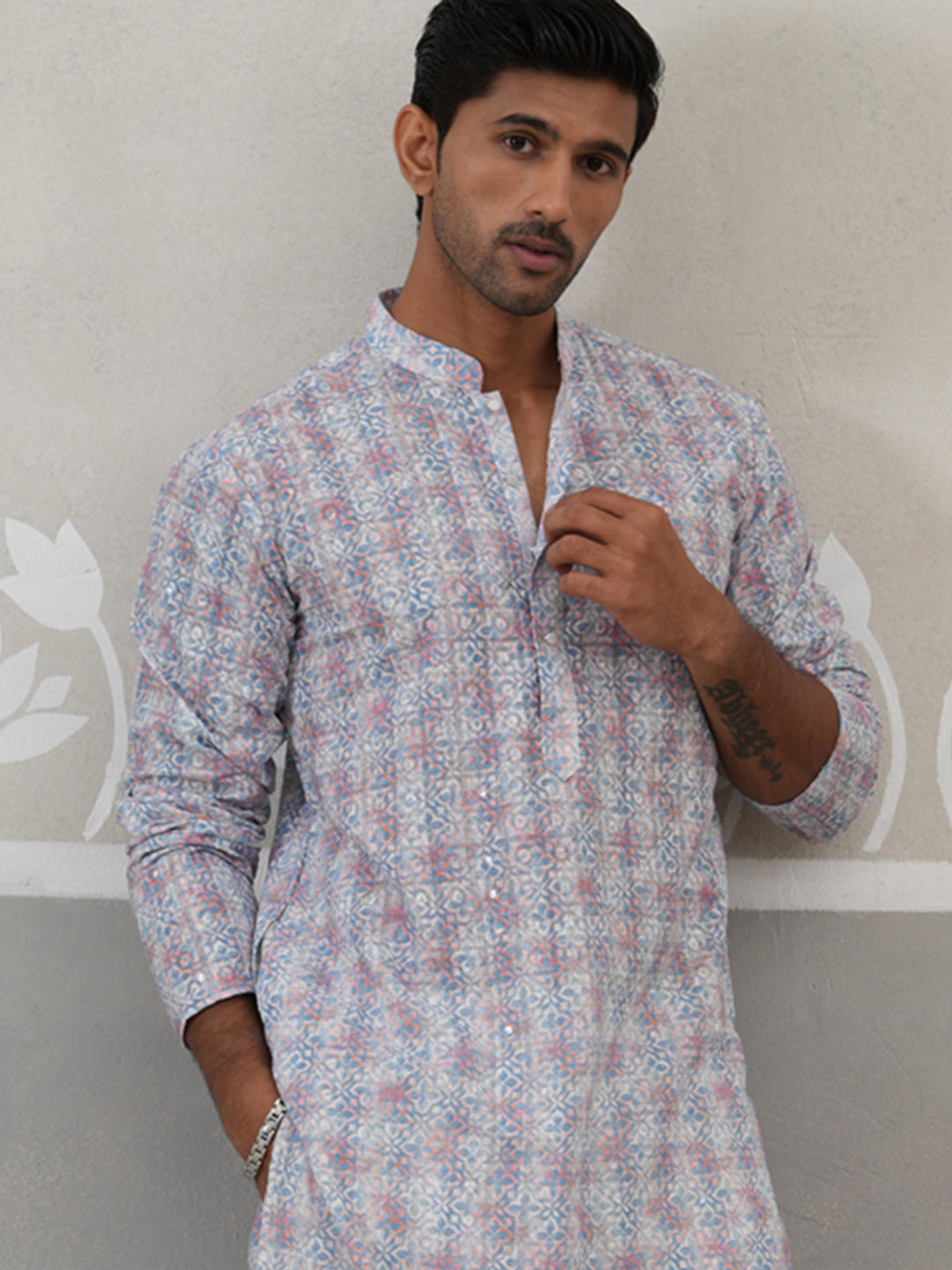 DesiQlo Men Embroidered Kurta Only - Blue - KO_5314Blue_S