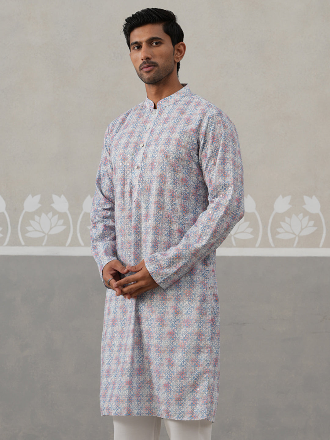 DesiQlo Men Embroidered Kurta Only - Blue - KO_5314Blue_S
