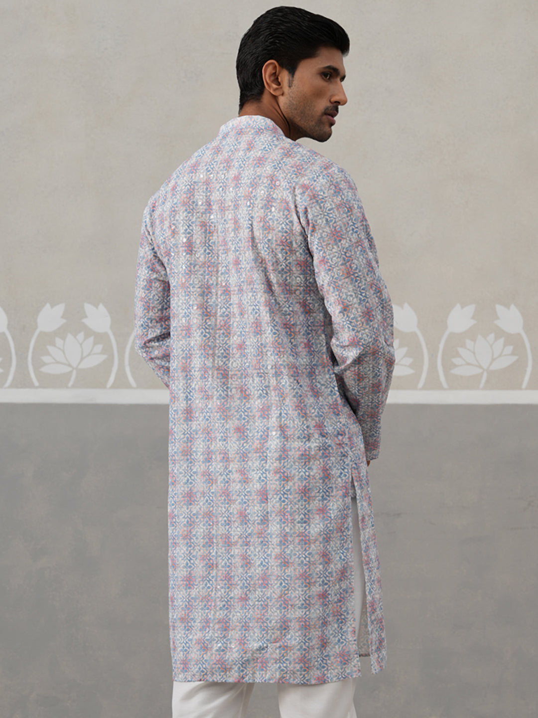 DesiQlo Men Embroidered Kurta Only - Blue - KO_5314Blue_S