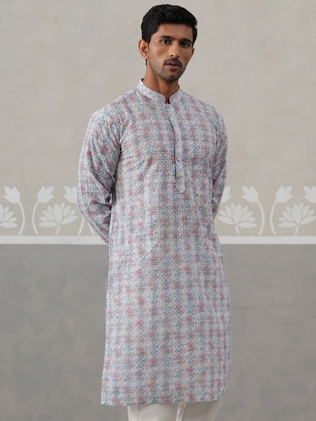 DesiQlo Men Embroidered Kurta Only - Blue - KO_5314Blue_S