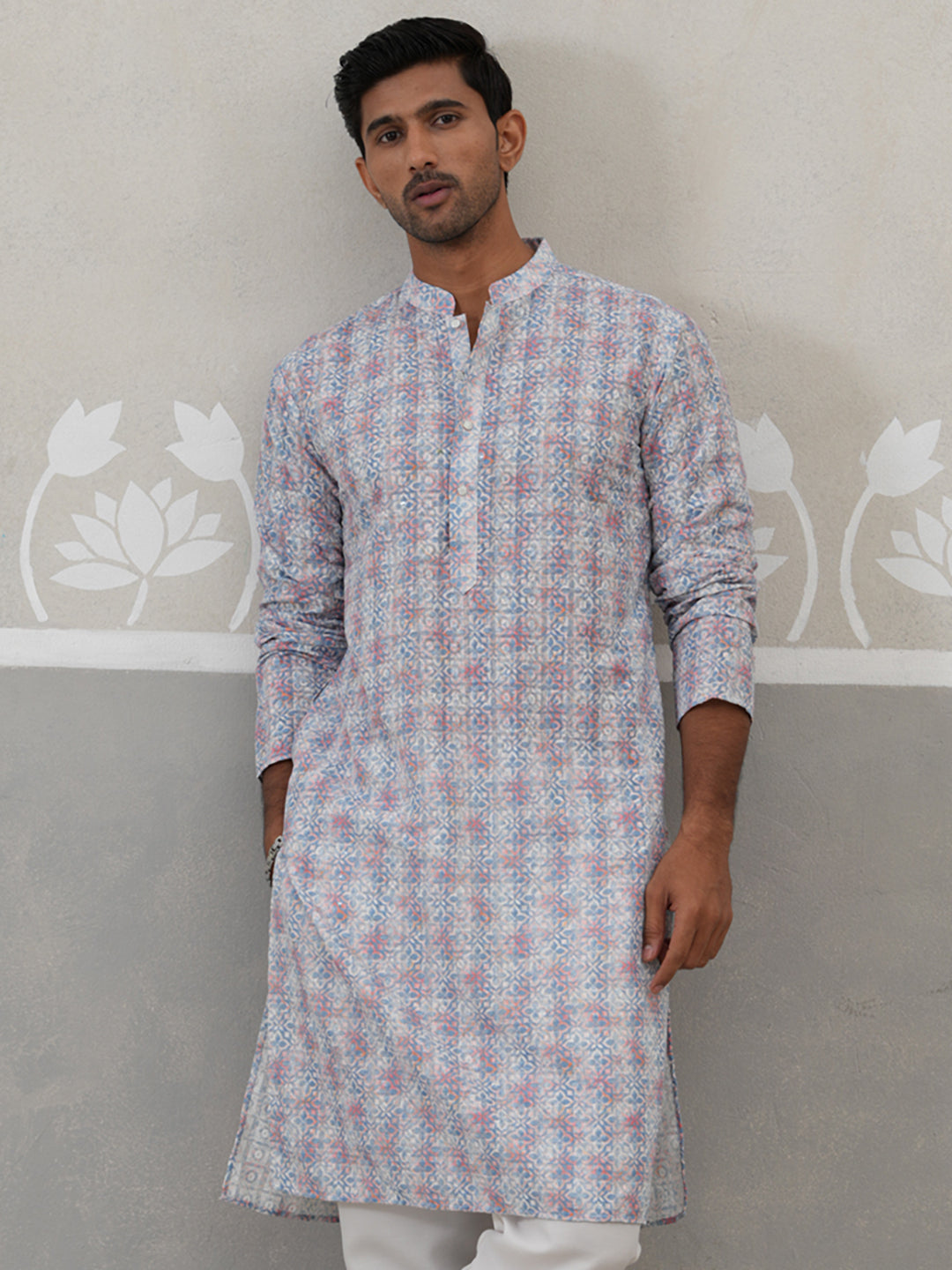 DesiQlo Men Embroidered Kurta Only - Blue - KO_5314Blue_S