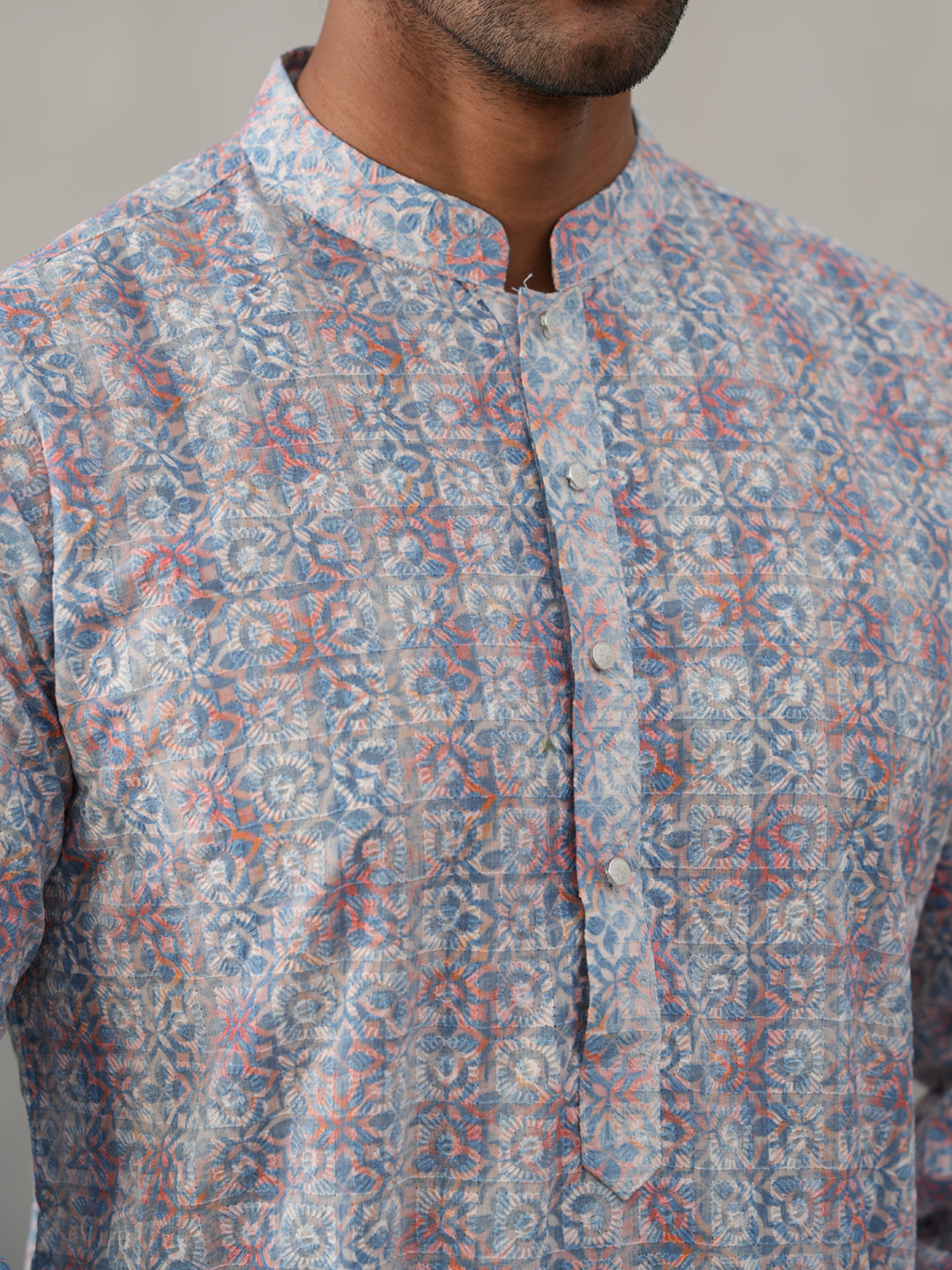 DesiQlo Men Embroidered Kurta Only - Blue - KO_5314Blue_S