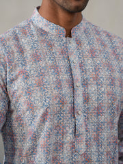 Printed and Emrbroidered Kurta ( KO 5314Blue ) [FF] [C-10]
