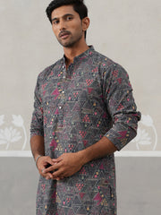 Printed and Emrbroidered Kurta ( KO 5314Grey ) [FF] [C-10]