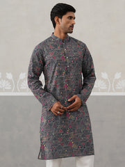 Printed and Emrbroidered Kurta ( KO 5314Grey ) [FF] [C-10]