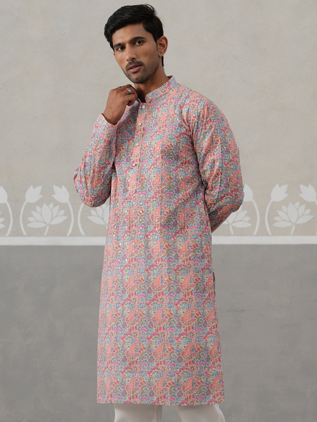 DesiQlo Men Embroidered Kurta Only - Multicolor - KO_5314Multi_S