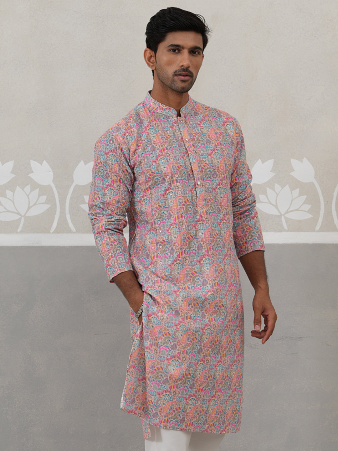 DesiQlo Men Embroidered Kurta Only - Multicolor - KO_5314Multi_S