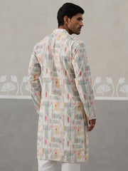 Printed and Emrbroidered Kurta ( KO 5314 Off-White ) [FF] [C-10]