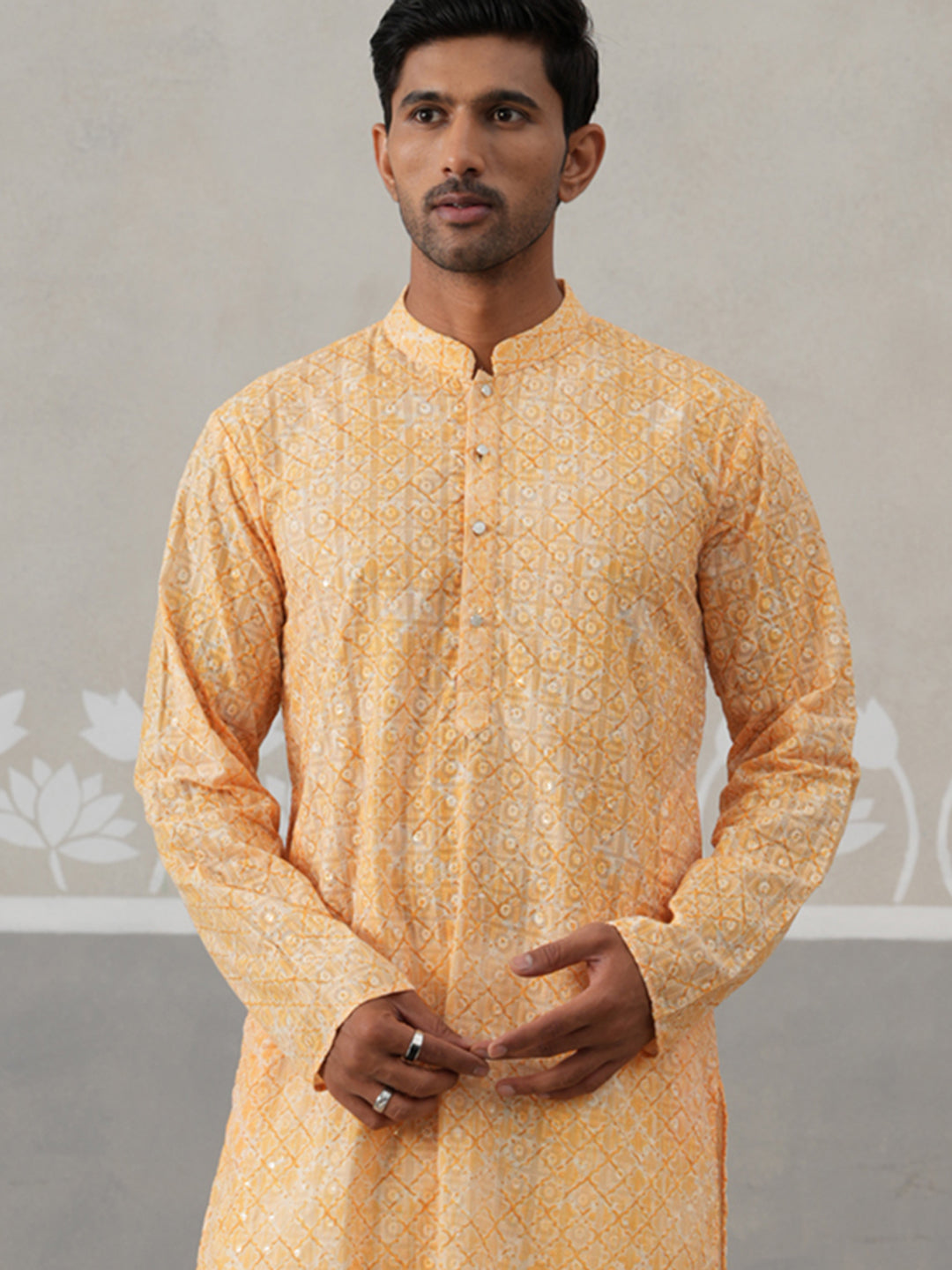 DesiQlo Men Embroidered Kurta Only - Orange - KO_5314Orange_S