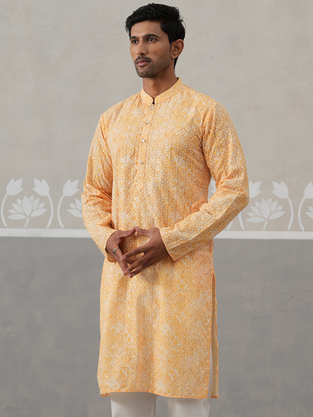 DesiQlo Men Embroidered Kurta Only - Orange - KO_5314Orange_S