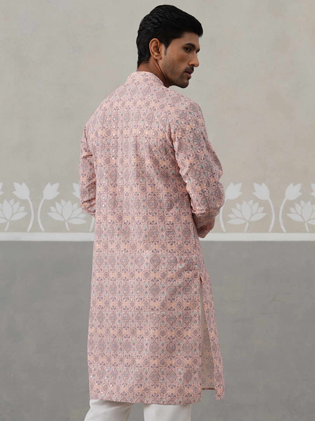 DesiQlo Men Embroidered Kurta Only - Orange - KO_5314Peach_S