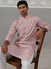 Printed and Emrbroidered Kurta ( KO 5314 Peach ) [FF] [C-10]