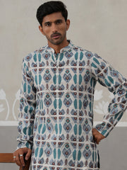 Silk Blend Woven Design Kurta (KO 5315 Blue ) [FF] [A-1-4]