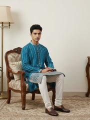 Designer Embroidery Silk Blend Kurta for Men ( KO 5317Peacock S ) [FF] [B-1-2]