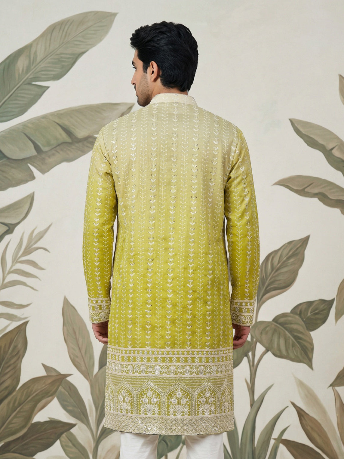 DesiQlo Men Embroidered Kurta Only - Green - KO_5317Pista_S