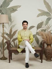Designer Embroidery Silk Blend Kurta for Men ( KO 5317Pista S ) [FF] [B-1-2]