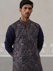 Traditional Embroidered Kurta for Men ( KO 5318 Navy ) [FF] [A-6-7]