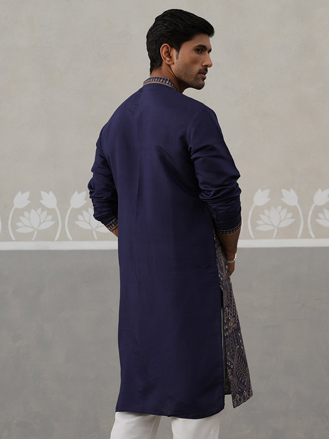 DesiQlo Men Embroidered Kurta Only - Blue - KO_5318Navy_S