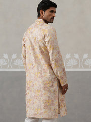Floral Embroidered and Sequins Kurta ( KO 5323 Cream ) [FF] [B-1-2]