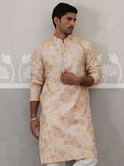 Floral Embroidered and Sequins Kurta ( KO 5323 Cream ) [FF] [B-1-2]