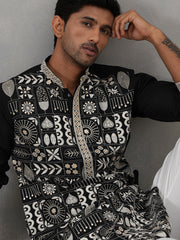 Silk Blend Embroidered Kurtas (KO 5325 Black ) [FF] [B-10]