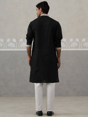 Silk Blend Embroidered Kurtas (KO 5325 Black ) [FF] [B-10]