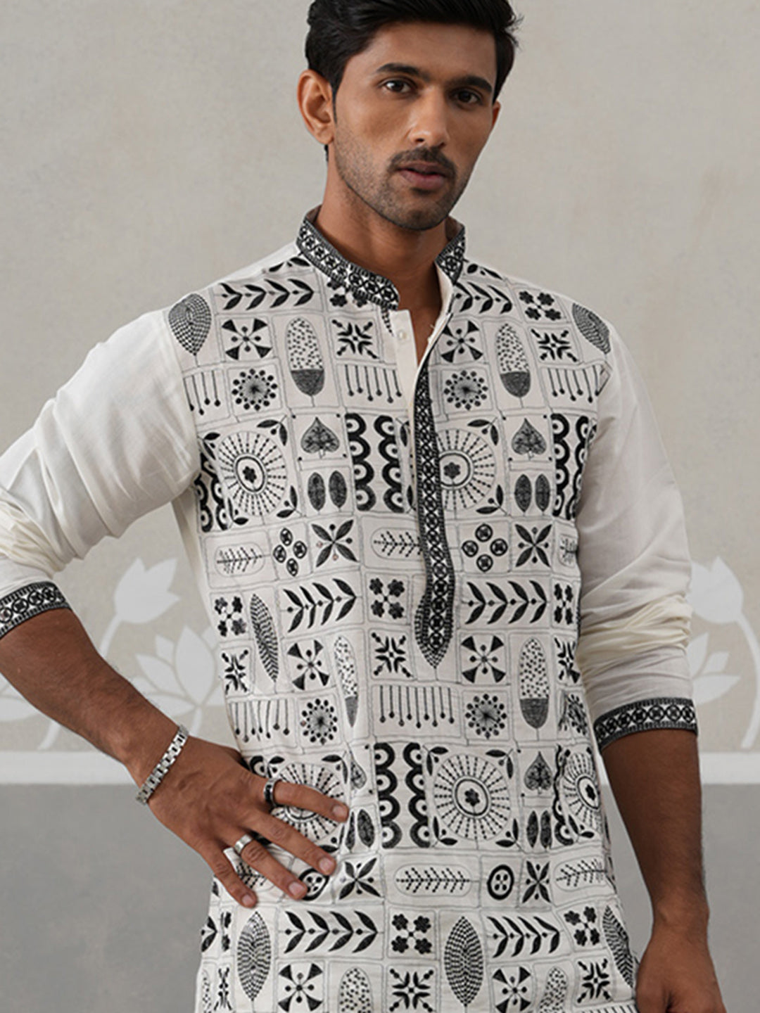 DesiQlo Men Embroidered Kurta Only - White - KO_5325White_S