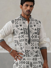 Silk Blend Embroidered Kurtas (KO 5325 White ) [FF] [B-10]