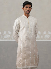 Silk Blend Mirror Work Kurta ( KO 5327Beige ) [FF] [B-1-2]