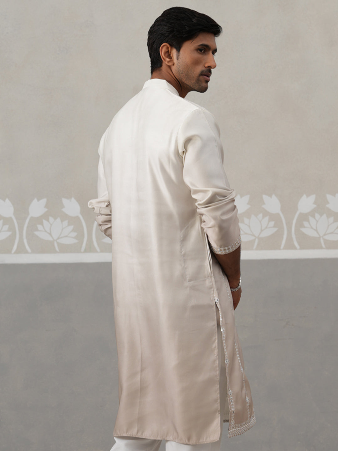 DesiQlo Men Embroidered Kurta Only - Beige - KO_5327Beige_S