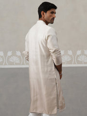 Silk Blend Mirror Work Kurta ( KO 5327Beige ) [FF] [B-1-2]