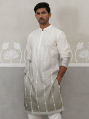 Silk Blend Mirror Work Kurta ( KO 5327Grey ) [FF] [B-1-2]