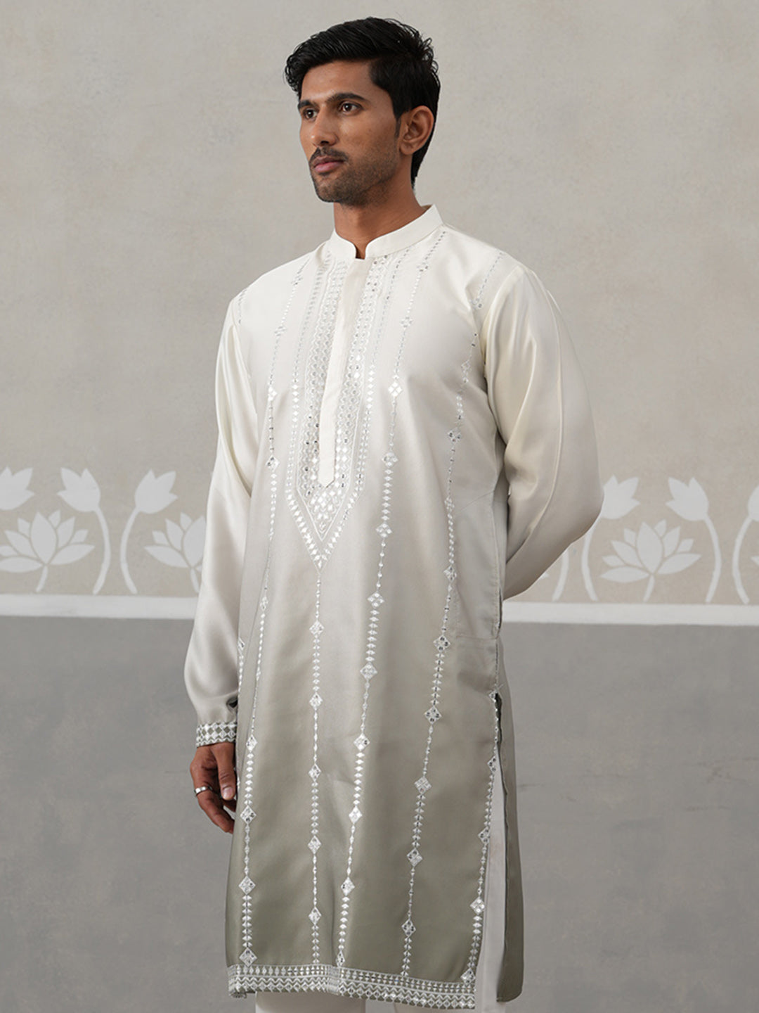 DesiQlo Men Embroidered Kurta Only - Grey - KO_5327Grey_S