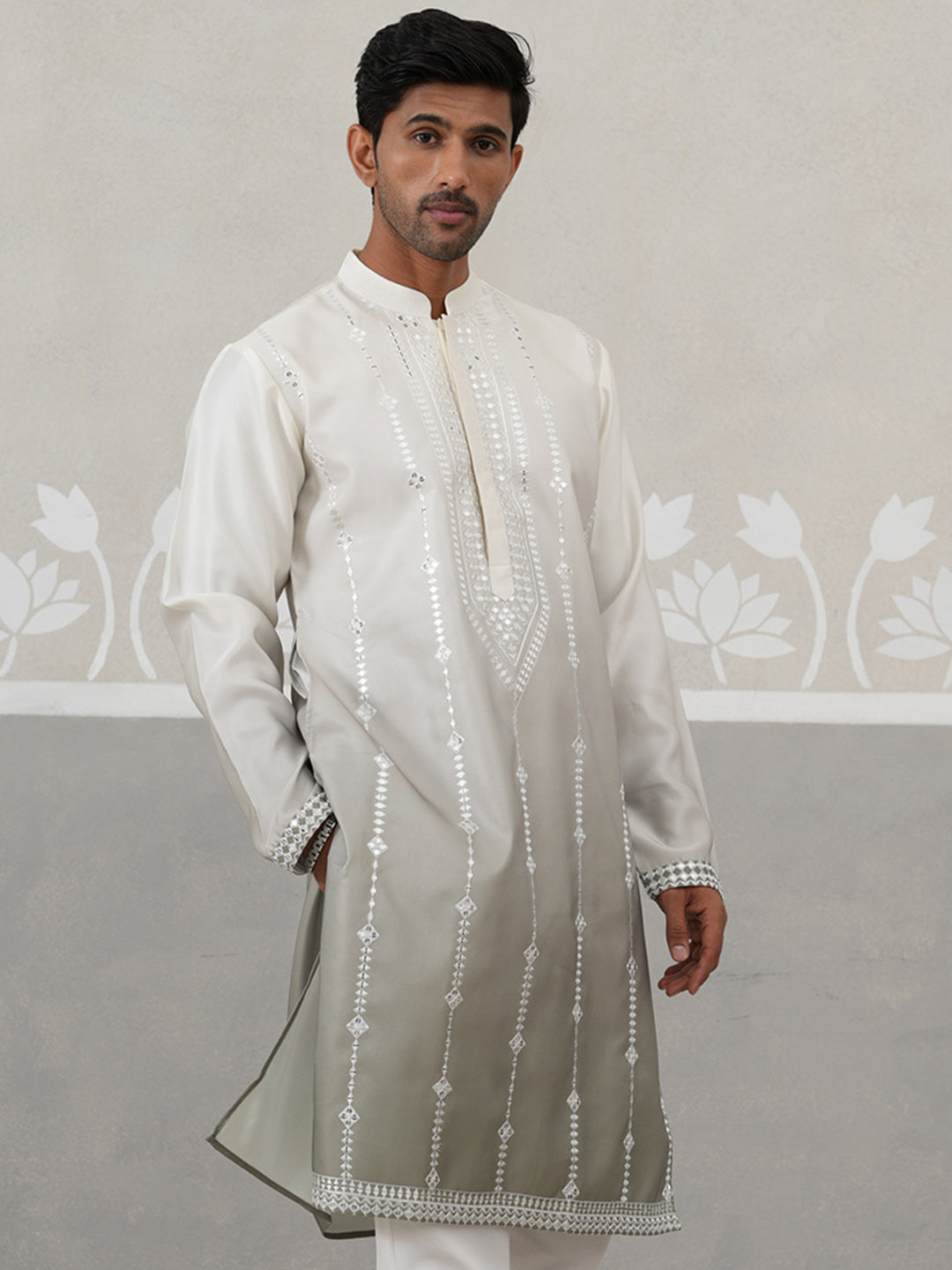 DesiQlo Men Embroidered Kurta Only - Grey - KO_5327Grey_S