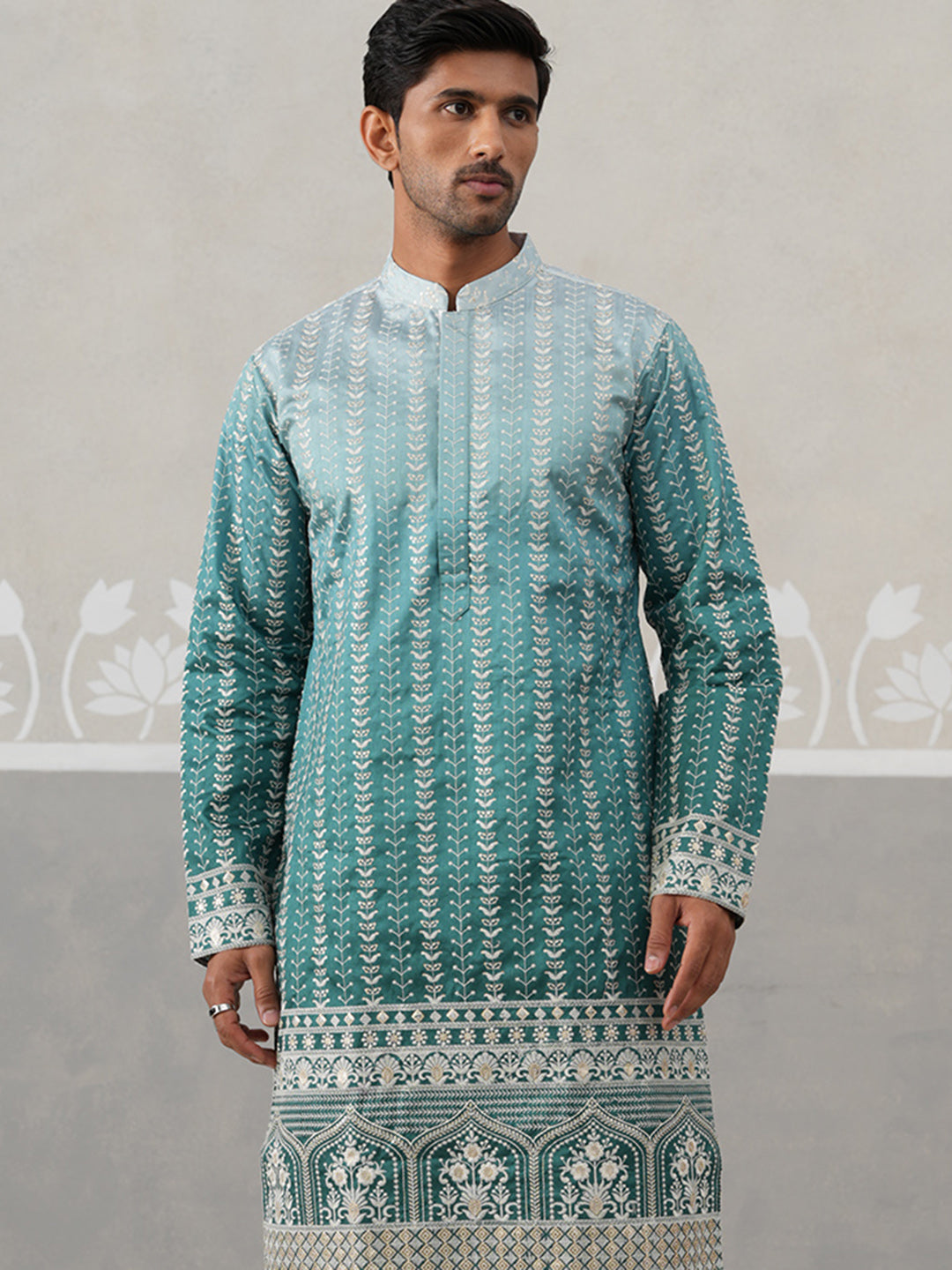 Silk Blend Kurta for men ( KO 5328 Peacock )