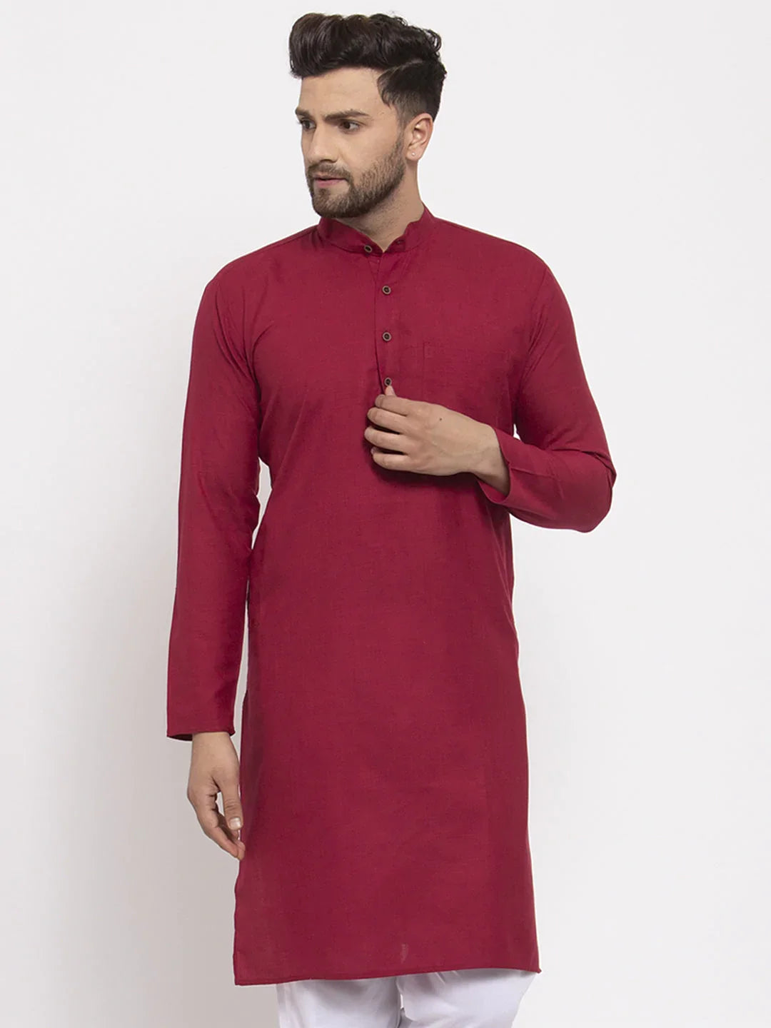 DesiQlo Men Kurta Only - Maroon - KO_532Maroon_S