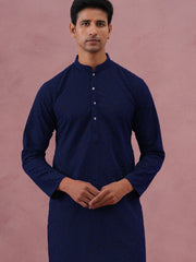 Traditional Cotton Blend Embroidered Kurta ( 65KO 5334Navy S ) [FF] [F-1-2-3-4]
