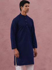 Traditional Cotton Blend Embroidered Kurta ( 65KO 5334Navy S ) [FF] [F-1-2-3-4]