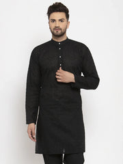 Men Black Chikan Kurta Only ( KO 561 Black )-KO-561