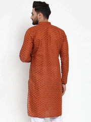 DesiQlo Men Brown Chikan Kurta Only ( KO 561 Brown )